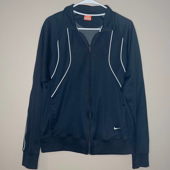 Nike Women's Activewear Striped Full Zip Track Jacket Black Medium - Picture 1 of 4